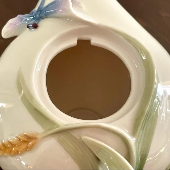 FRANZ Dragonfly Hand Painted & Signed Jan Woo Porcelain Teapot Art Nouveau NEW - Picture 10 of 16
